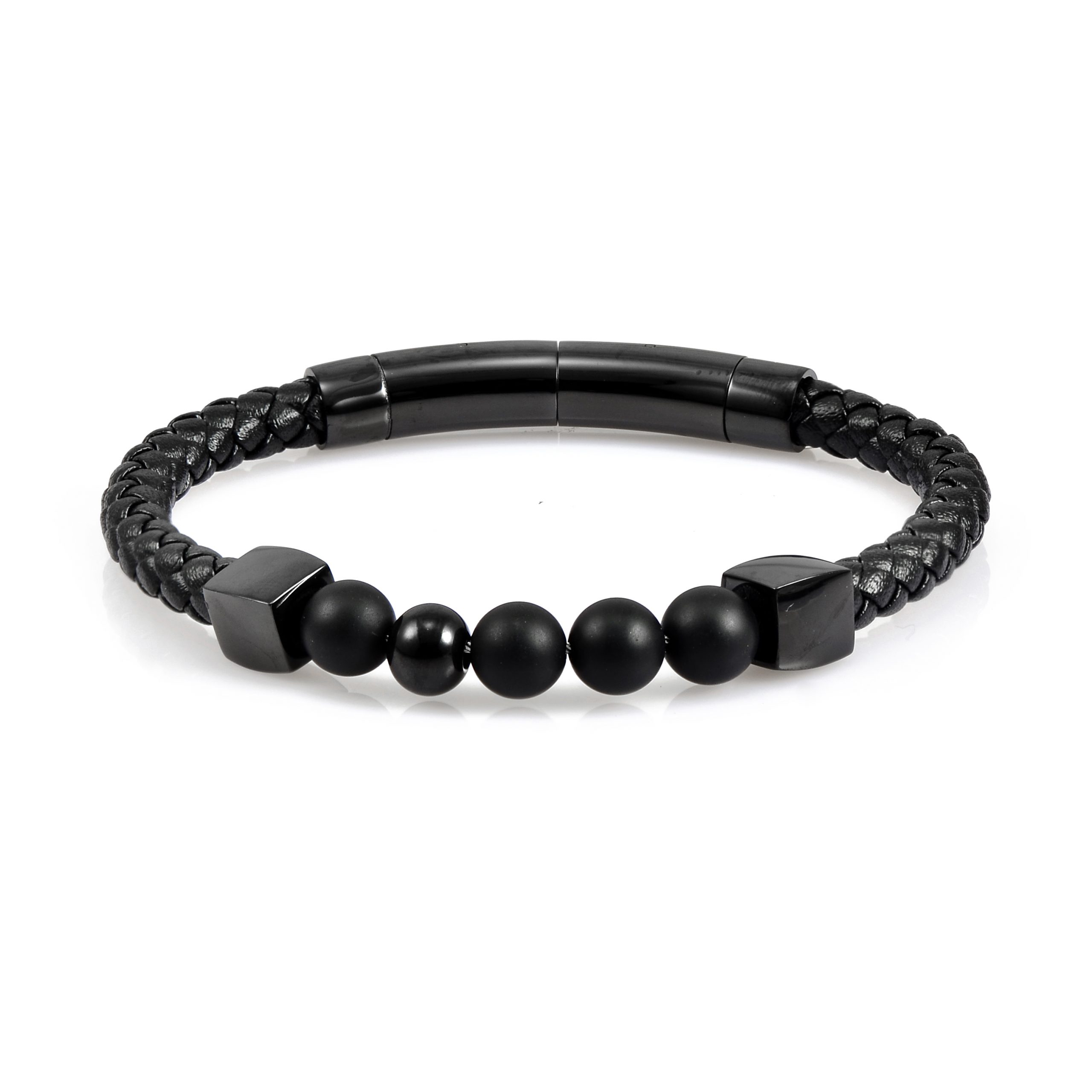 Braided black edged & black Agate gem stones