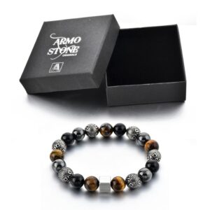 Alternative view of Herrenarmband Tigerauge, Hämatit und glänzender Onyx – 10 mm